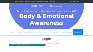 
                            3. FMH - Psychomotor Therapy Summer School 2018 -Login