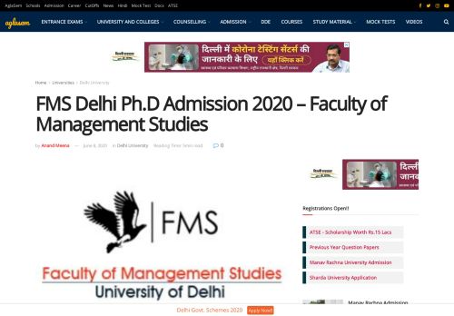 
                            8. FMS Delhi Ph.D Admission 2019 – Faculty of Management Studies ...