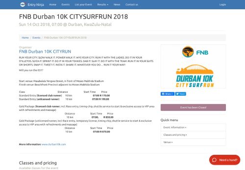 
                            3. FNB Durban 10K CITYSURFRUN | Events - Entry Ninja