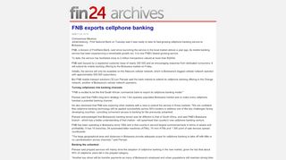 
                            11. FNB exports cellphone banking - Fin24
