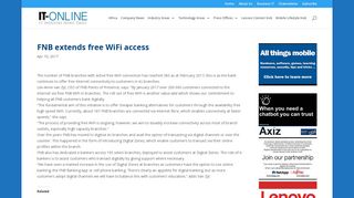 
                            3. FNB extends free WiFi access - IT-Online