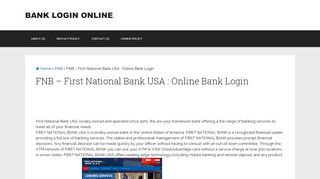 
                            11. FNB – First National Bank USA : Online Bank Login |