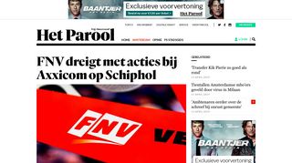 
                            10. FNV dreigt met acties bij Axxicom op Schiphol - Amsterdam - PAROOL