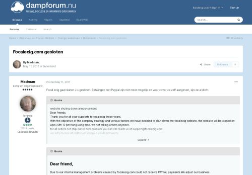 
                            5. Focalecig.com gesloten - Buitenland - Dampforum.nu