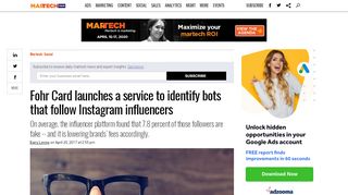 
                            5. Fohr Card launches a service to identify bots that follow Instagram ...
