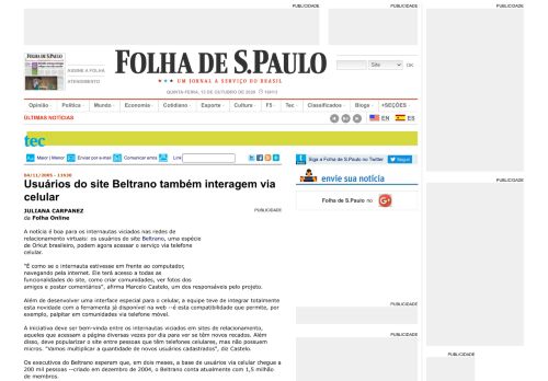 
                            2. Folha Online - Informática - Usuários do site Beltrano também ...