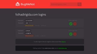 
                            3. folhadirigida.com passwords - BugMeNot