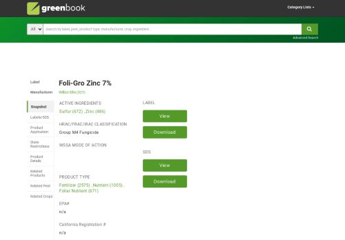 
                            13. Foli-Gro Zinc 7% - Wilbur-Ellis - | Greenbook