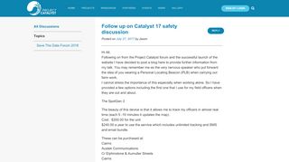 
                            11. Follow up on Catalyst 17 safety discussion – Project Catalyst