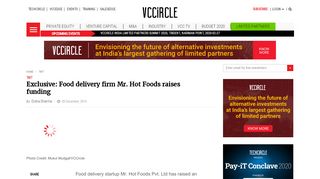 
                            11. Food delivery firm Mr. Hot Foods raises funding | VCCircle