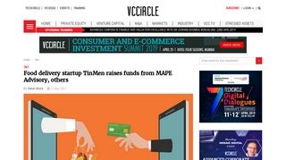 
                            9. Food delivery startup TinMen raises funds from MAPE Advisory, others ...