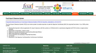 
                            2. Food Import Clearance System - FSSAI's