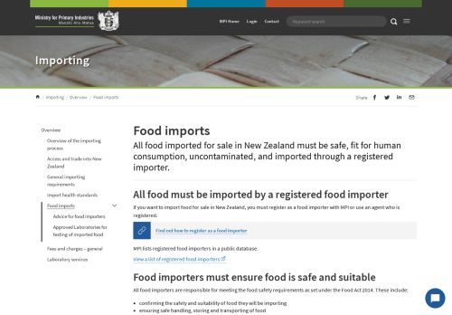 
                            12. Food imports | MPI | NZ Government