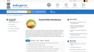 
                            11. Food & Public Distribution | National Portal of India