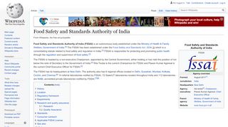 
                            2. Food Safety and Standards Authority of India - Wikipedia