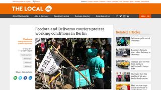 
                            11. Foodora and Deliveroo couriers protest working conditions in Berlin ...