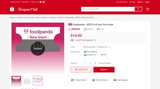 
                            13. foodpanda - SGD10 off your first order | Shopee Singapore