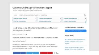 
                            11. FoodPanda.in 24×7 Customer Care Helpline Number & Complaint ...