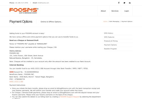 
                            7. FOOSMS - Payment Options