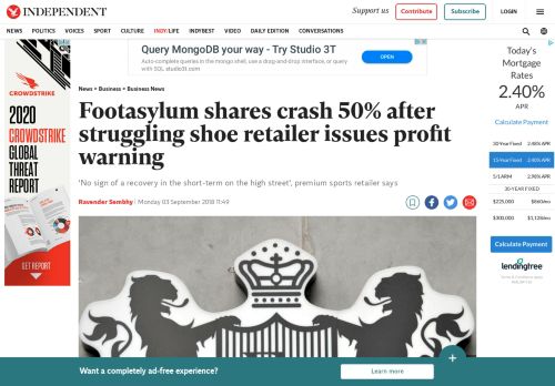 
                            13. Footasylum shares crash 50% after struggling shoe retailer issues ...