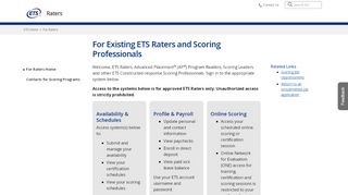 
                            13. For Existing Raters and Scoring Professionals - ETS.org