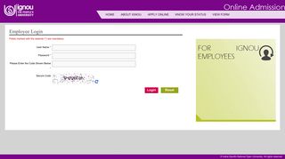 
                            6. For IGNOU Employees - IGNOU Online Admission