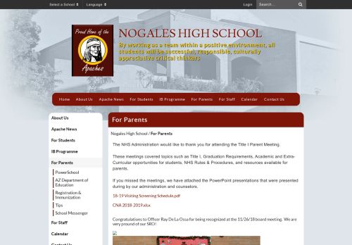 
                            4. For Parents - Nogales High School