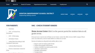 
                            12. For Parents / Student Grades (HAC) - Denton ISD