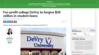 
                            8. For-profit college DeVry to forgive $30 million in student loans ...