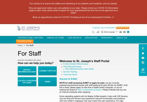 
                            7. For Staff - St. Joseph's Health Centre Toronto