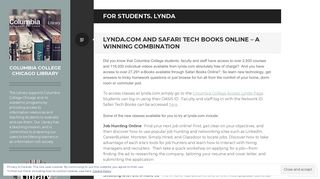 
                            3. for students. lynda – Columbia College Chicago Library
