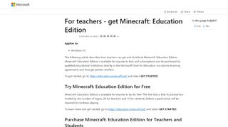 
                            11. For teachers get Minecraft Education Edition | Microsoft Docs