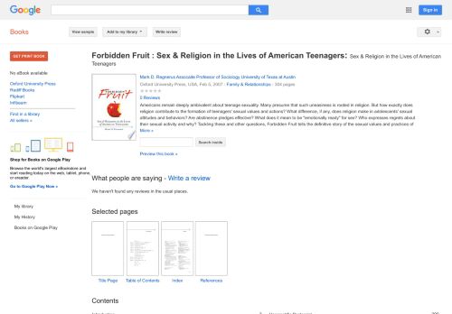 
                            8. Forbidden Fruit : Sex & Religion in the Lives of American ... - Google बुक के परिणाम