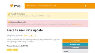 
                            3. Force fe user data update (feloginforceupdate) - TYPO3 Extension ...