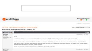 
                            10. force remote desktop to the console - windows 2k3 - Ars Technica ...