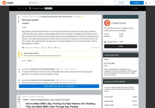 
                            10. Forcount scam? : CryptoCurrency - Reddit