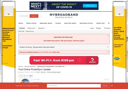 
                            7. Ford Online Portal/Sync Update | MyBroadband