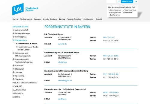 
                            11. Förderinstitute - LfA Förderbank Bayern - Wir fördern Bayern