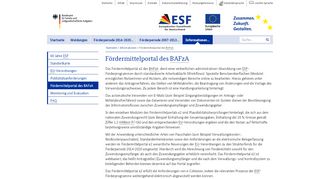 
                            9. Fördermittelportal des BAFzA: ESF-Regiestelle