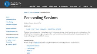
                            11. Forecasting Services | Fashion Institute of Technology