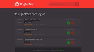 
                            6. foreignaffairs.com passwords - BugMeNot