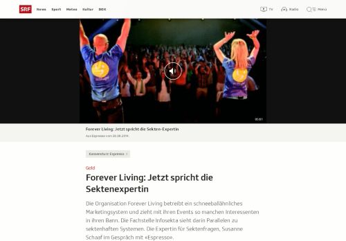 
                            13. Forever Living: Jetzt spricht die Sektenexpertin - Sendungen - SRF