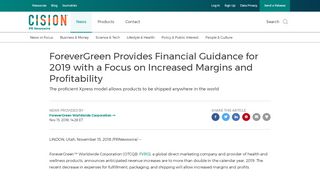 
                            9. ForeverGreen Provides Financial Guidance for 2019 with a Focus on ...