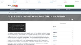 
                            12. Forex: A Shift in the Taper vs Risk Trend Balance Hits the Dollar