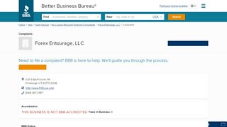 
                            8. Forex Entourage, LLC | Complaints | Better Business Bureau® Profile