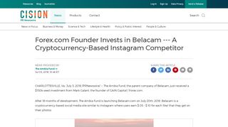 
                            6. Forex.com Founder Invests in Belacam --- A Cryptocurrency-Based ...