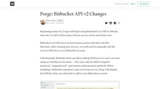 
                            13. Forge: Bitbucket API v2 Changes – Taylor Otwell – Medium