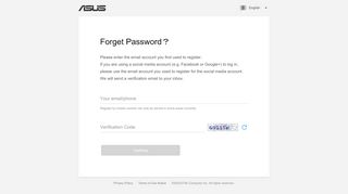 
                            3. Forget Password - ASUS Account Login