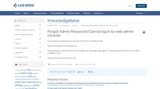 
                            2. Forgot Admin Password/Cannot log in to web admin ... - LiteSpeed Store