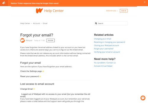 
                            8. Forgot Email – Help Center - Wattpad Support